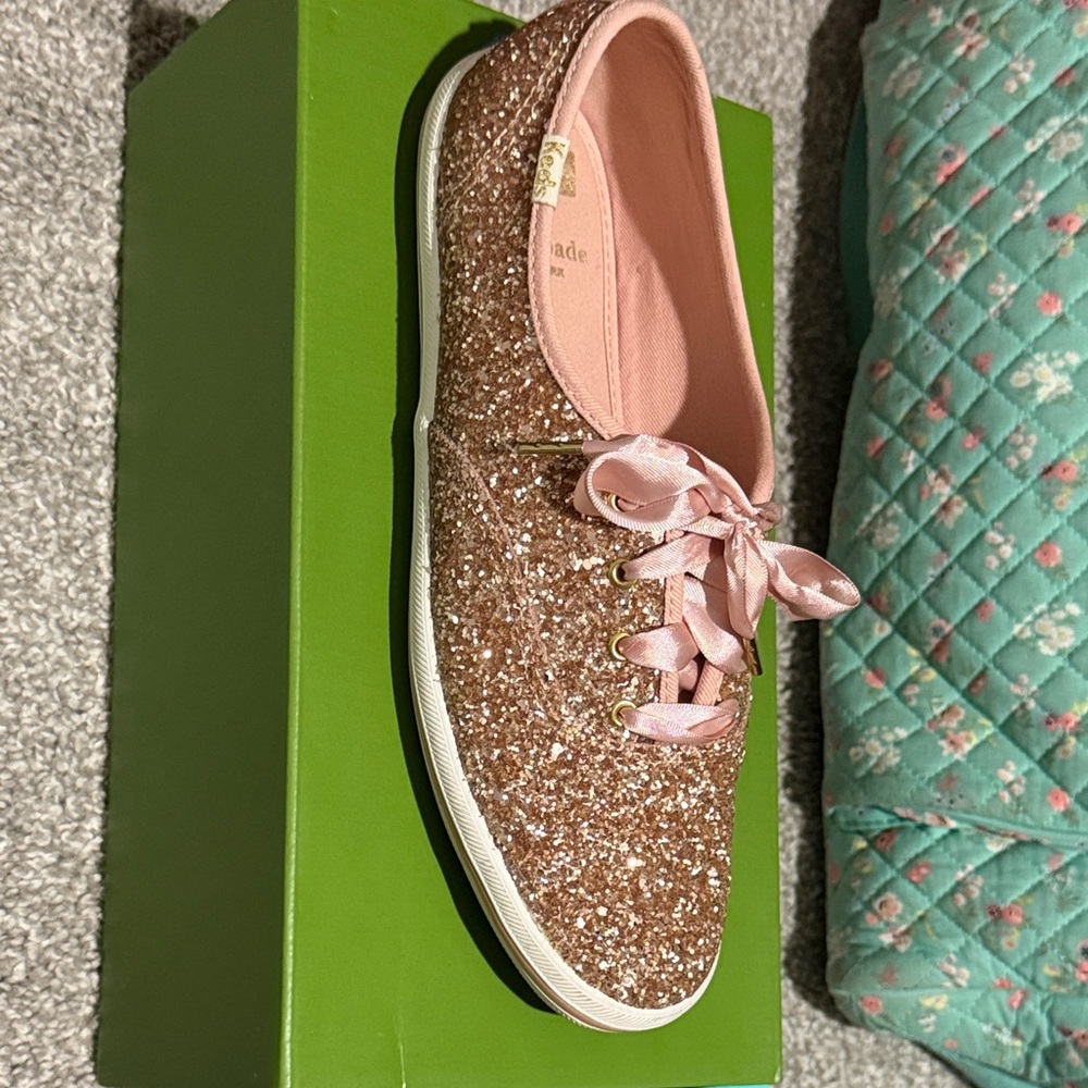 kate spade Glitter Pink Satin-Lace Kids Sneaker